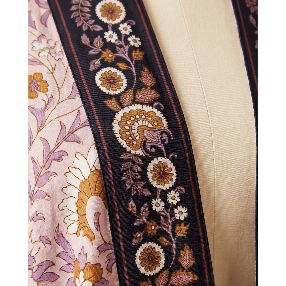 J Jill One Size Fits Most Floral Print Kimono Jacket Women S-M-L Purple Brown - Picture 9 of 9